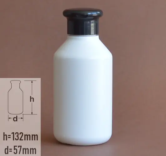 Sticla plastic 200ml polietilena culoare alb cu capac negru tip flip top